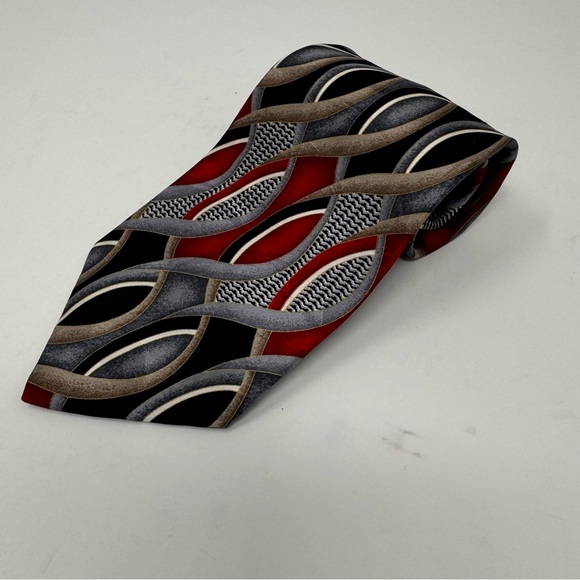 J. BLADES & CO Monterey Bay 100‎ % Silk Men's Tie USA Black/Red/Gray - Picture 1 of 5